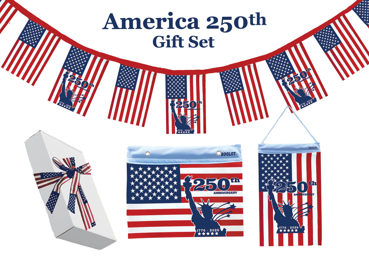 America's 250th Anniversary  Statue of Liberty  Flag Gift Set